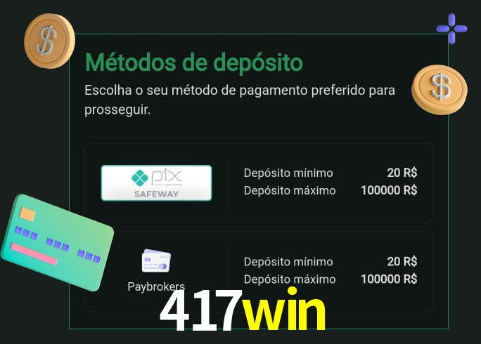 O cassino 417win oferece uma grande variedade de métodos de pagamento